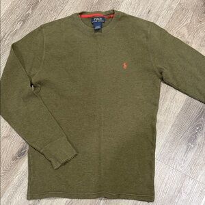 Ralph Lauren Khaki Crewneck with Burnt Orange Logo